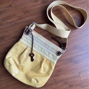 Yellow Fossil crossbody purse